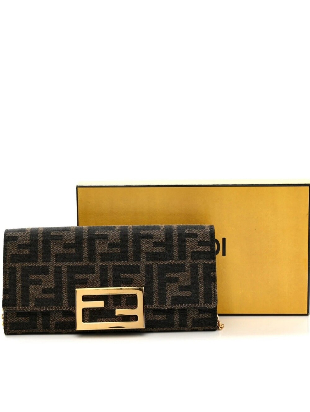 Fendi Brown Zucca Logo Fold-Over Wallet Clutch